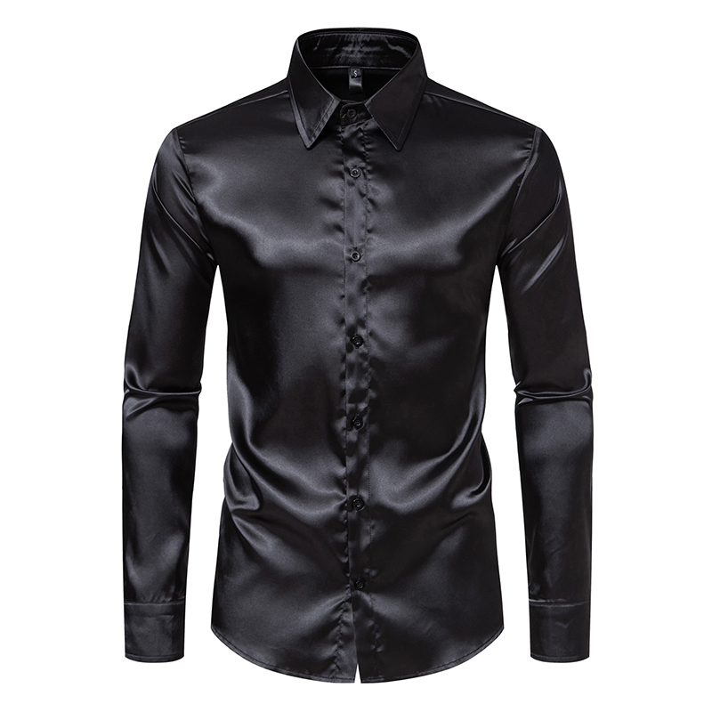 Camisas de vestir de lujo de s - Mens Satin Silk Dress Shirt reseña y precio