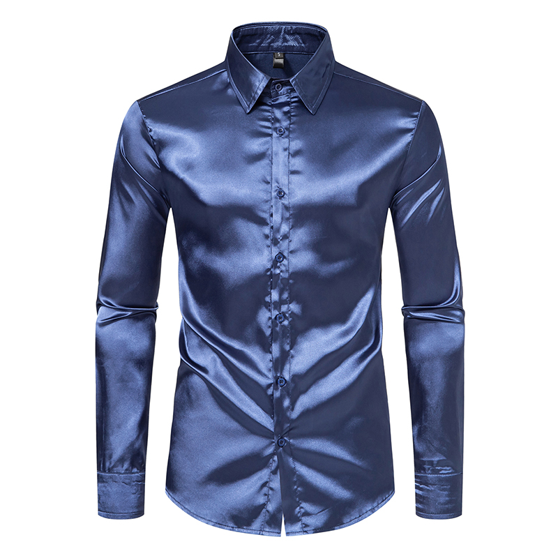 Camisas de vestir de lujo de s - Mens Satin Silk Dress Shirt reseña y precio