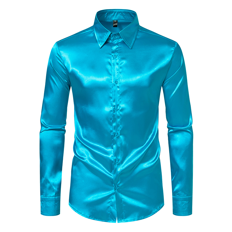 Camisas de vestir de lujo de s - Mens Satin Silk Dress Shirt reseña y precio