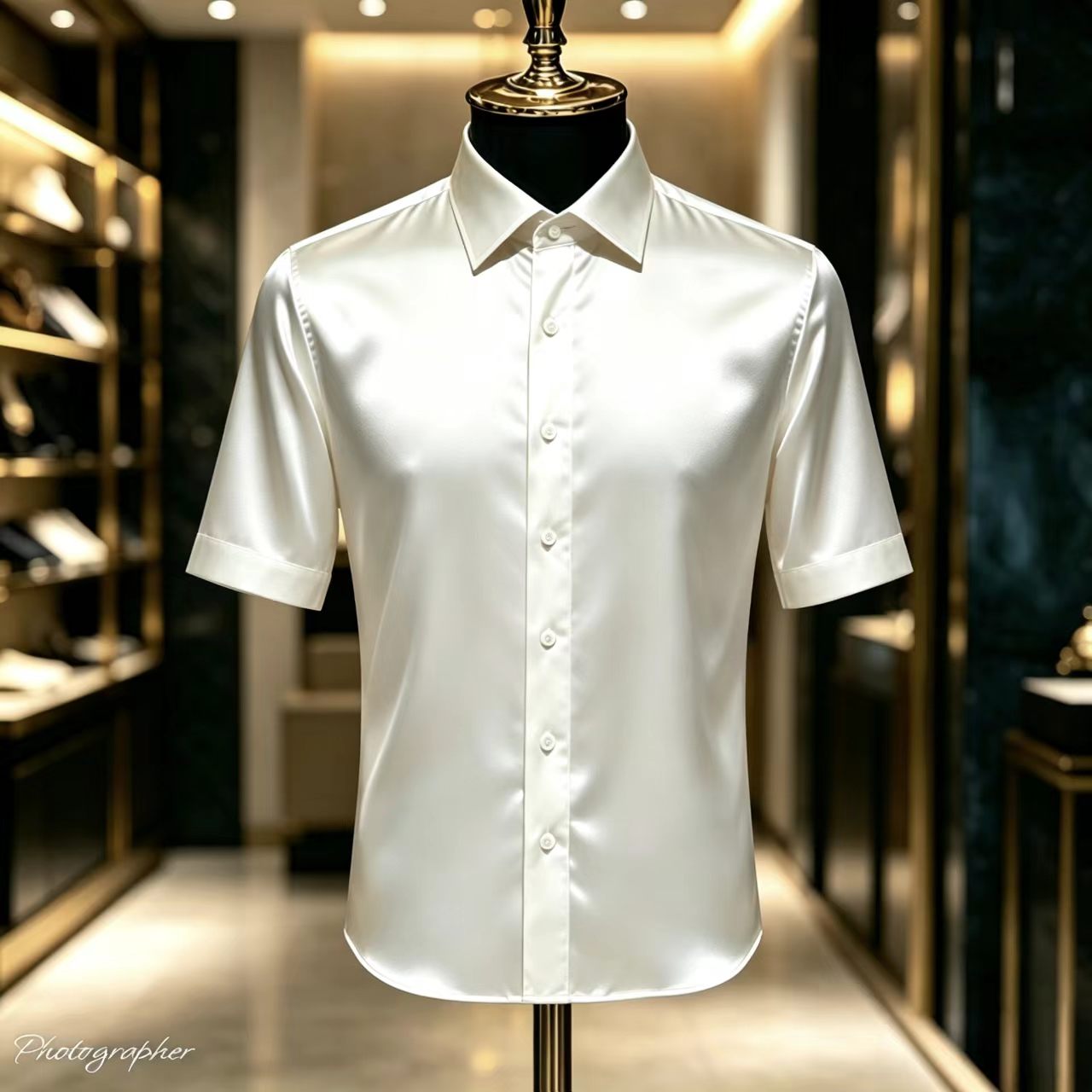 Camisa de Vestir de Manga Cort - Mens Satin Silk Dress Shirt reseña y precio