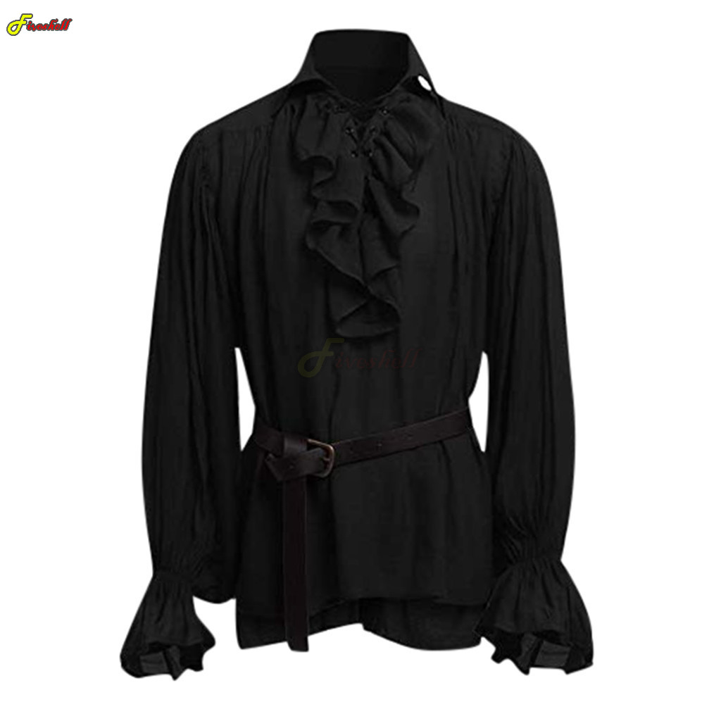 Camisa pirata con cordones de  - Medieval Gothic Lace Up Pirate Shirt reseña y precio
