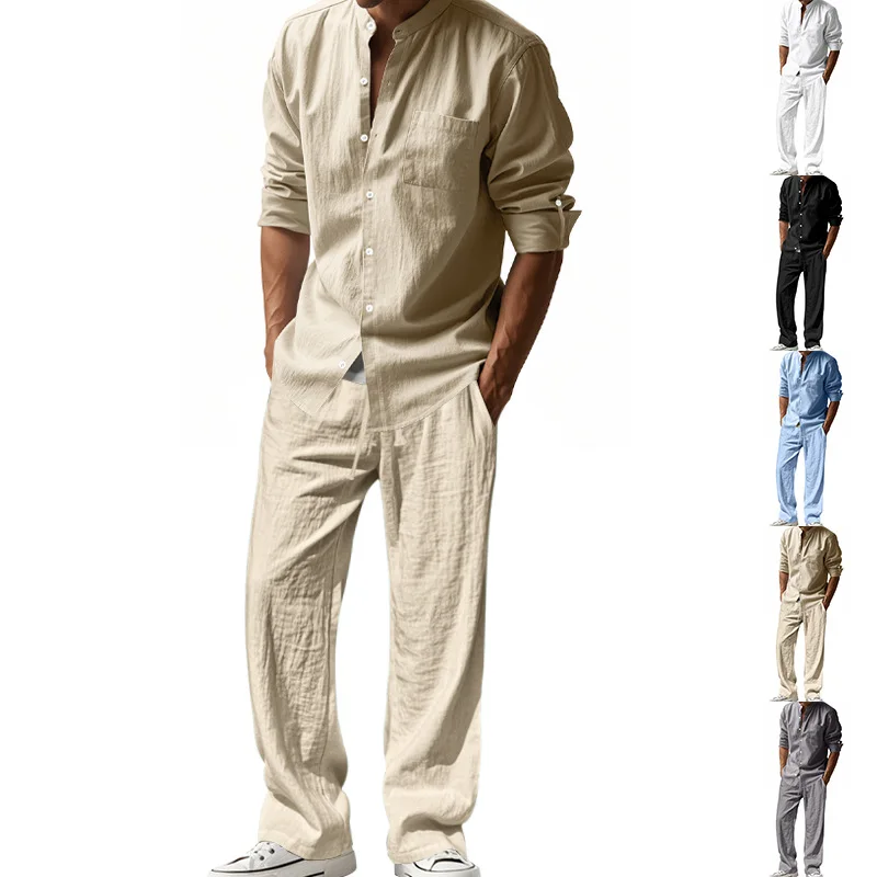 2025 Traje informal transfront - Mens Linen Shirt Long Sleeve reseña y precio