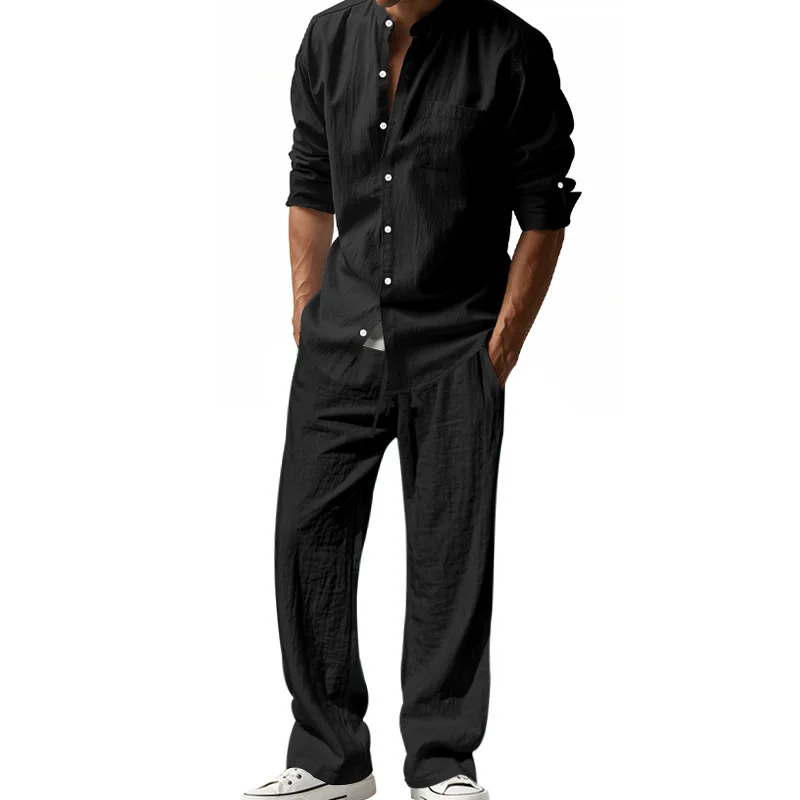 2025 Traje informal transfront - Mens Linen Shirt Long Sleeve reseña y precio
