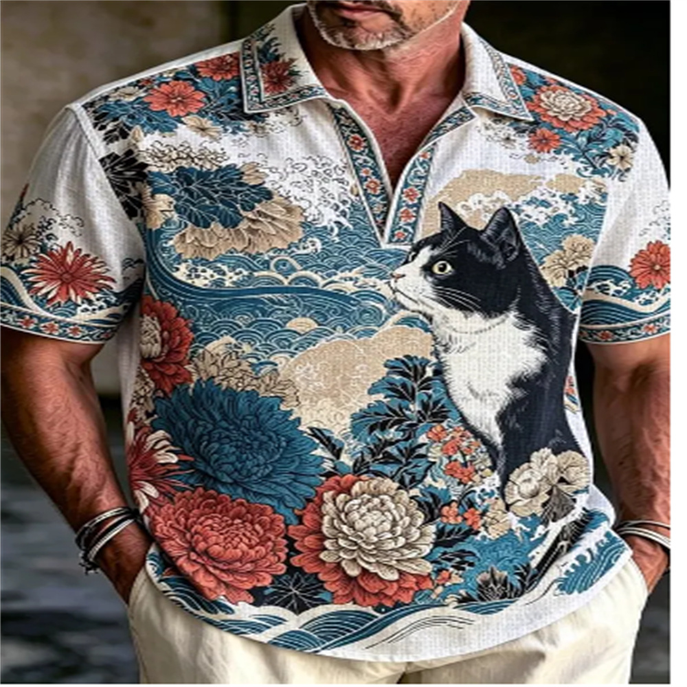 Camisa Polo de Manga Corta par - Vintage Hawaiian Floral Shirt reseña y precio