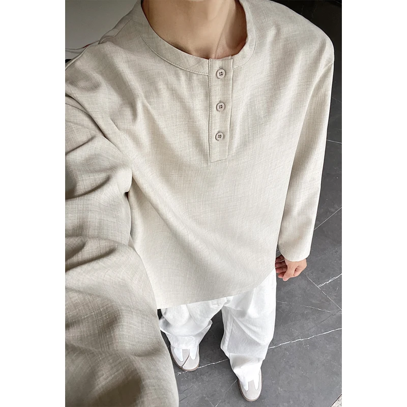 Camisa Henley Casual de Lino S - Mens Linen Shirt Long Sleeve reseña y precio