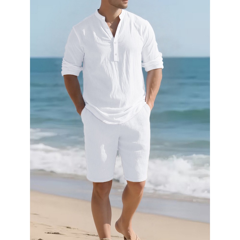 Conjunto de Dos Piezas de Lino - Mens Linen Shirt Long Sleeve reseña y precio