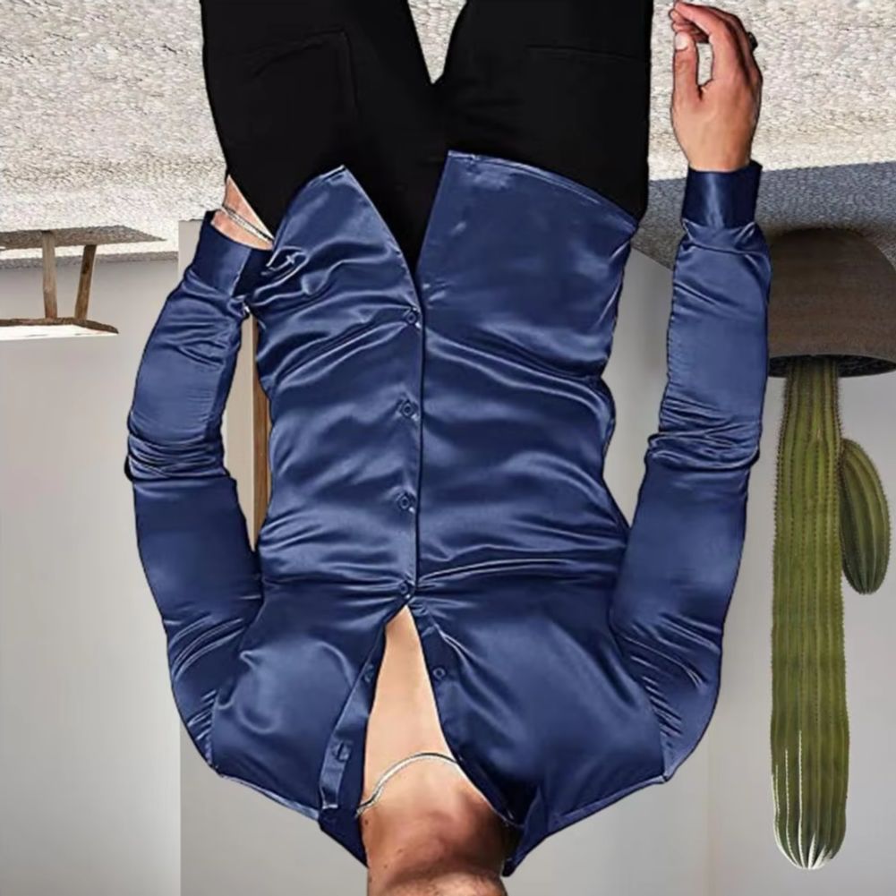 Camisa Elegante para Hombre, E - Mens Satin Silk Dress Shirt reseña y precio