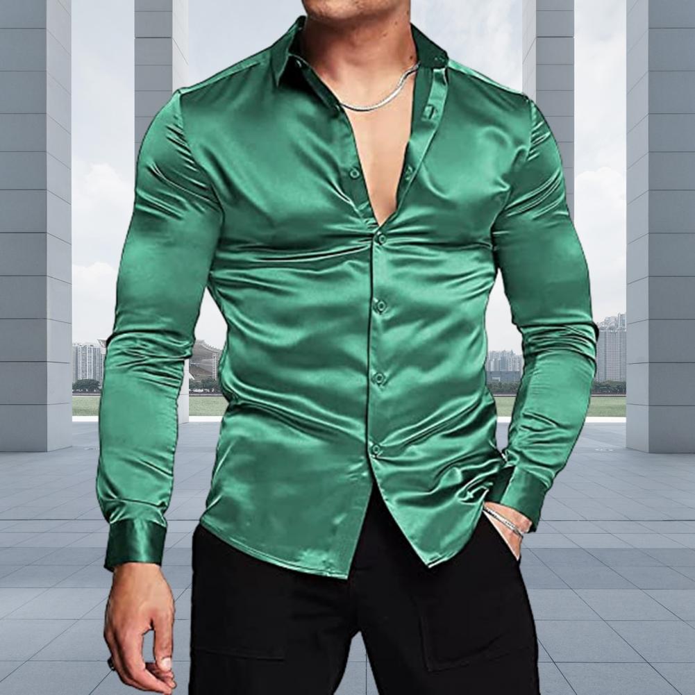 Camisa Elegante para Hombre, E - Mens Satin Silk Dress Shirt reseña y precio