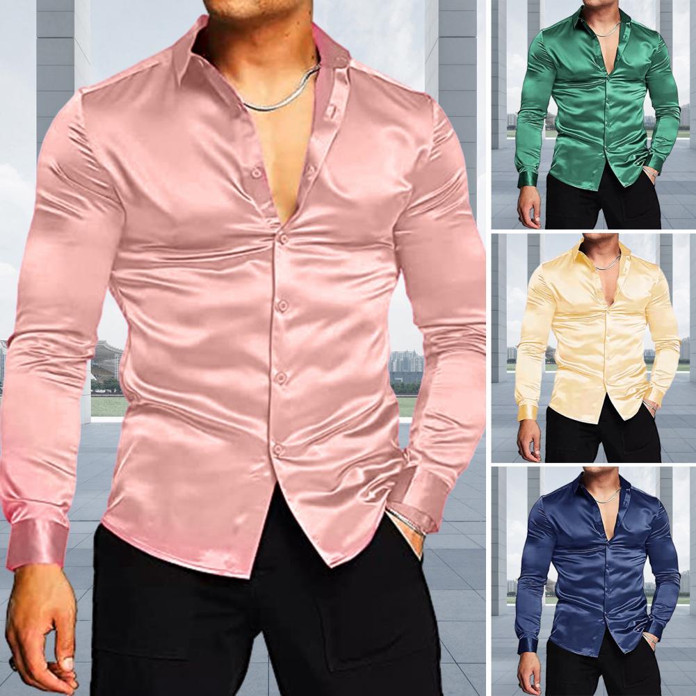 Camisa Elegante para Hombre, E - Mens Satin Silk Dress Shirt reseña y precio