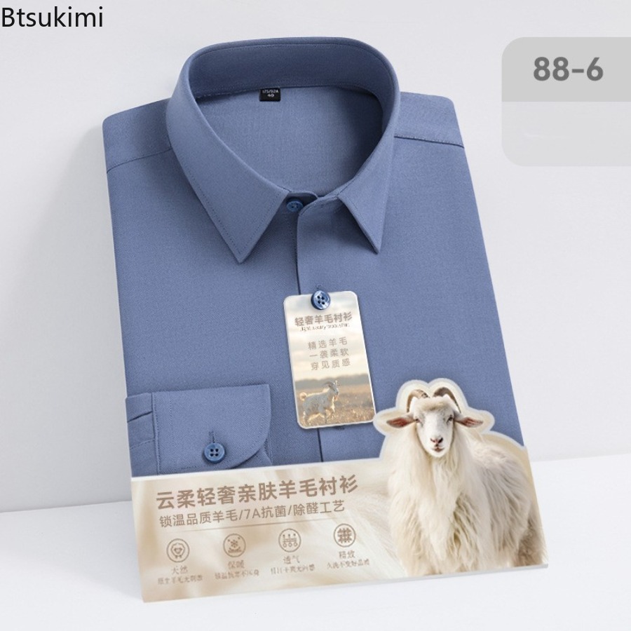 Nuevas camisas de manga larga  - Mandarin Collar Formal Shirt Slim Fit reseña y precio